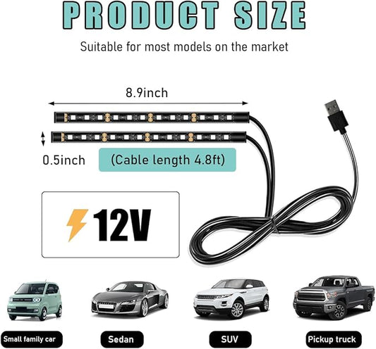 Yourkar Car LED Strip Light, 24 LED Auto Interior Under Dash Atmosphere Lights with USB Port, Vehicle Decor Lamp Ambient Night Light Strip Lighting Kit, Universal Car Accessories (Orange)