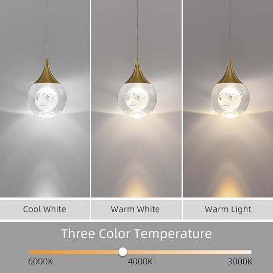 JoollySun Modern Crystal Pendant Light: Mini Gold Hanging Light Fixture for Kitchen Island Bathroom