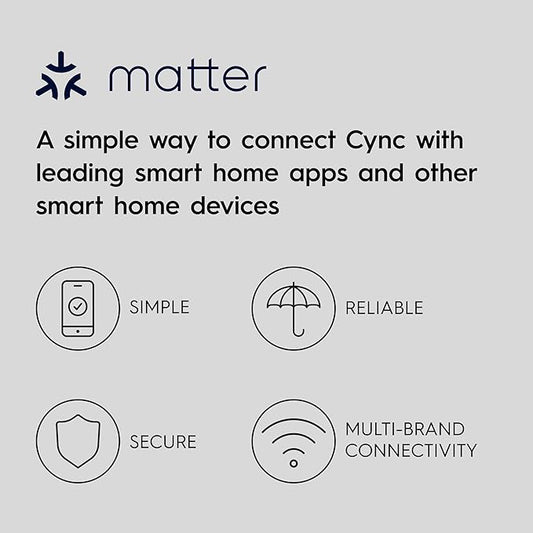 Cync GE A19 Direct Connect LED Light Bulb, Color Changing Smart Light, Matter Compatible, Compatible with Alexa and Google Home (2-Pack)