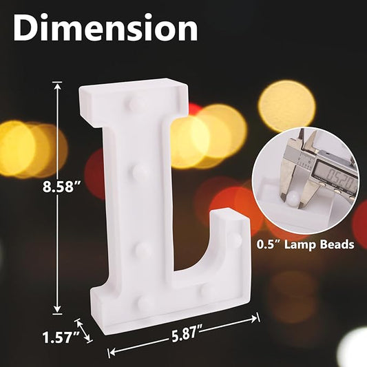 LED Marquee Sign Light Up Letters, Alphabet Light Up Letters Sign, Battery Powered LED Letter Lights for Night Light, Wedding, Birthday, Party, Christmas or Home Decor (Letter L)