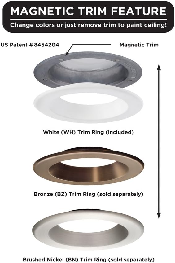 Designers Fountain EV608941WH30 Easy Up 6" 3000K Soft White 93 CRI IntegratedLED Recessed Light with J-Box (No Can Needed), 6 inches,