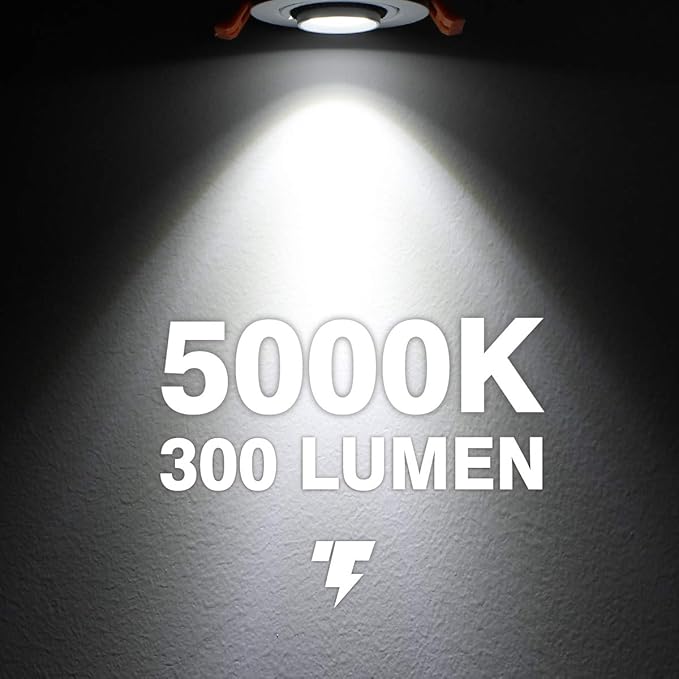 2-Inch Eyeball Gimbal LED Recessed Lighting Dimmable Downlight, 3W Equivalent (35W Halogen), Adjustable Spotlight, 5000K Daylight White, CRI80, Ceiling Light with LED Driver (1 Pack)
