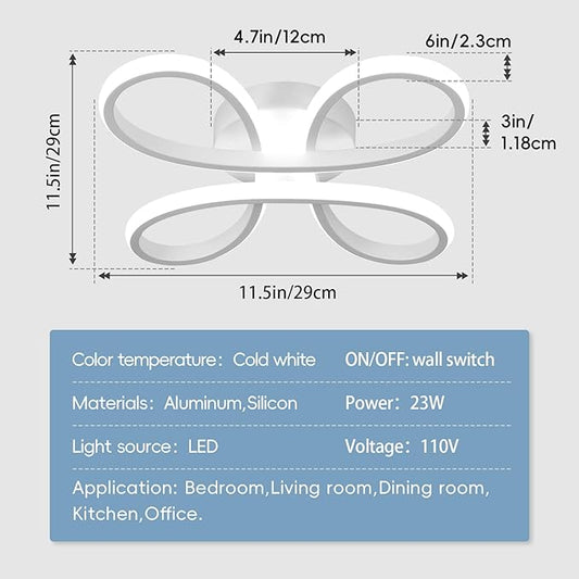 ADISUN Modern LED Ceiling Light, 6000K Semi Flush Mount Ceiling Light Fixture, Modern Unique Lights for Living Room Bedroom Corridor Aisle Hallway (L11.5*W11.5*H1.18)