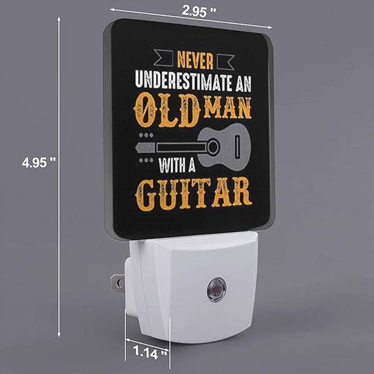 LED Night Light,Guitar Saying Quotes LED Night Light Plug into Wall with Dusk to Dawn Light Sensor White Energy Efficient Nightlight for Bedroom Bathroom Hallway Living Room Kitchen