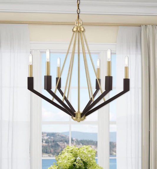 Livex Lighting 6 Lt Brushed Nickel & Black Chandelier