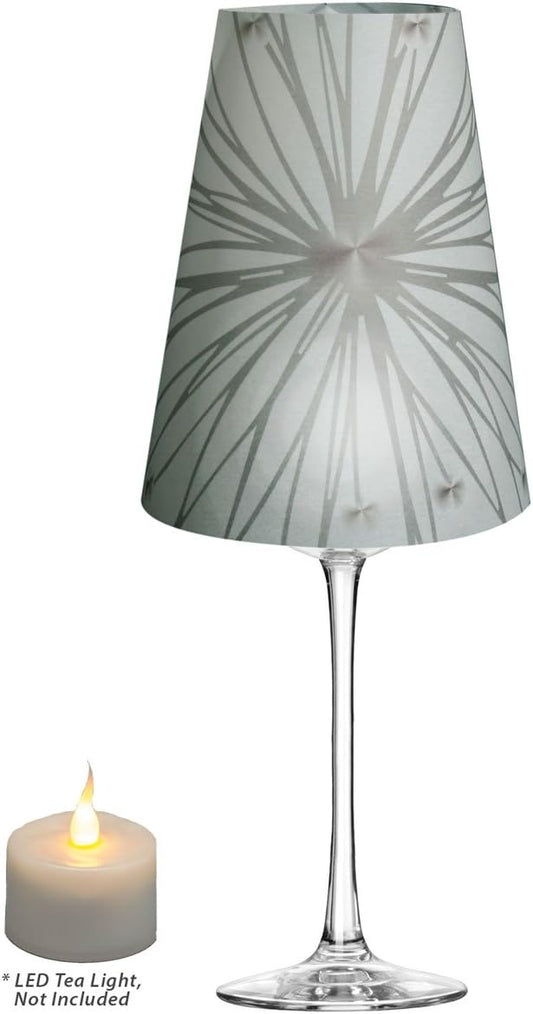 Royal Designs Vellum Tea Light Paper Wine Glass Lampshade, Gray Starburst, Set of 20,TLS-1014-20