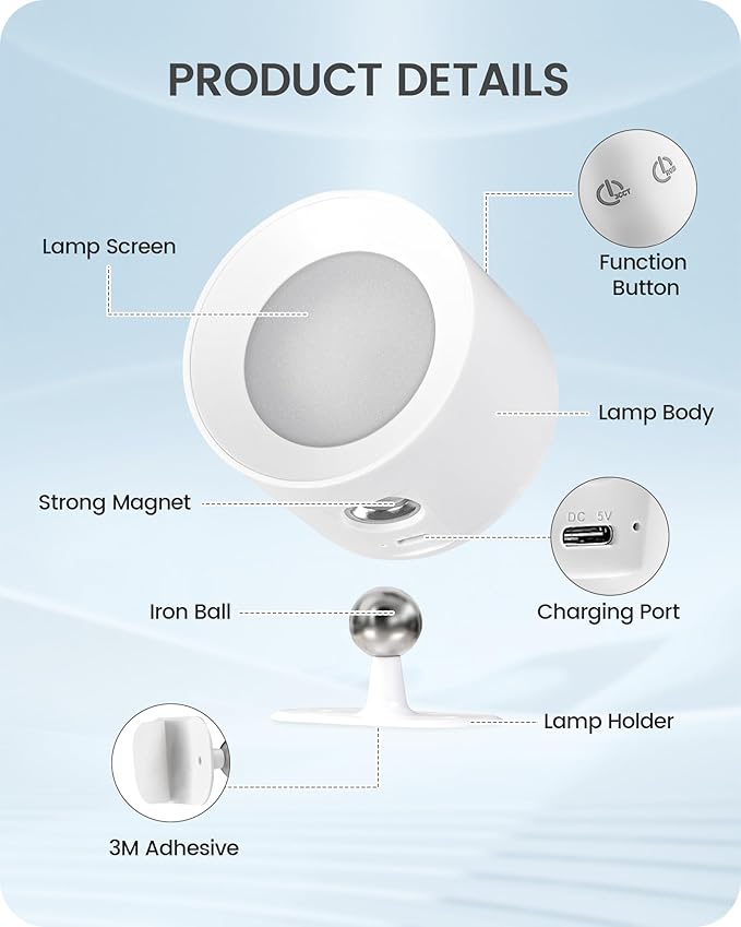 Battery Operated Wall Sconces 4 Pack, Rechargeable Wall Sconce with Remote Control, 3 Color Temp & 3 RGB & Dimmable, Cordless Wall Mount Llight for Hallway, Bedroom, White W02YBP406