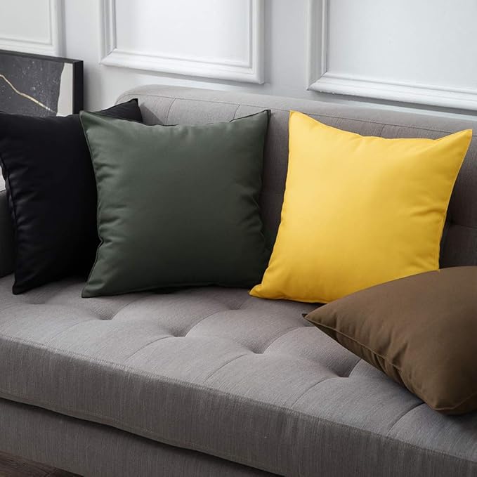 MIULEE Pack of 2 Decorative Outdoor Waterproof Pillow Covers Square Garden Cushion Sham Throw Pillowcase Shell for Spring Patio Tent Couch 20x20 Inch Black