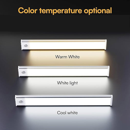 Under Cabinet Lighting Wireless, 2 Pack Under Cabinet Lights, Rechargeable Motion Sensor Light Indoor, 3 Color Temps, 5 Levels Dimmable Magnetic Closet Lights, Under Counter Lights for Kitchen, Stairs