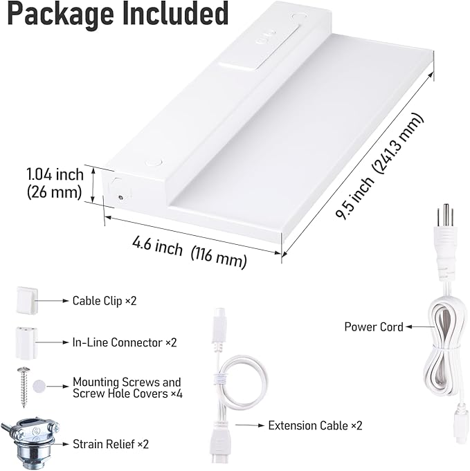 TORCHSTAR Ultra-Slim LED Under Cabinet Lighting Fits 12 Inch Cabinets, 5CCT 8W 600LM, Hardwired & Plug-in, 120V CRI90 Linkable Dimmable Thin Under Counter Lights for Kitchen, ETL T24, Pack of 2