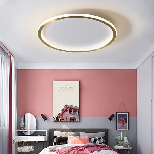 Dimmable LED Ceiling Light Fixture Flush Mount,20" Modern Round Recessed Ceiling Lamp with APP Adjustment,Gold 55W Close to The Ceiling Lighting Living Room Bedroom,3000K-6000K Ceiling Lamp