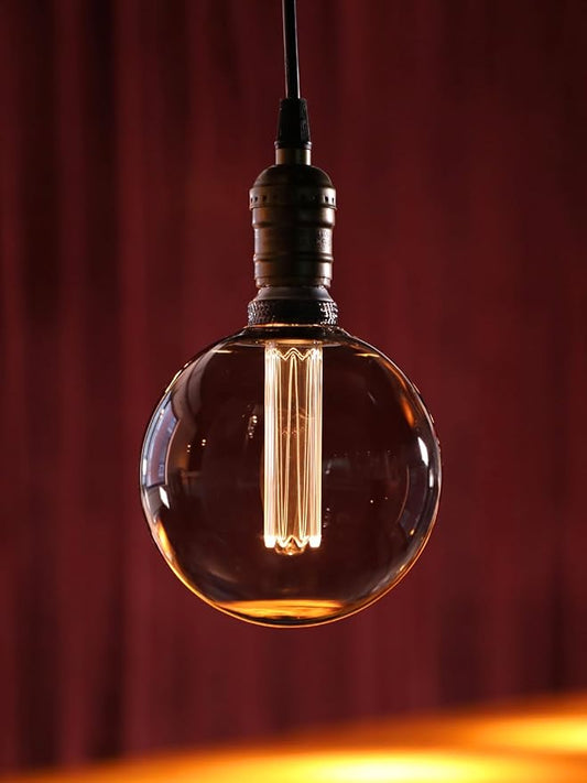 ESCENA Artist Series LED Globe Decorative Light Bulb 3.5W, G125 Round Edison Bulbs Dimmable, Virtual Filament Vintage Edison Bulb, Smoke Gray, E26 Medium Base, 2200K Soft Warm