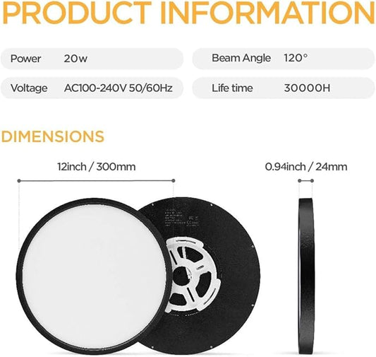 TALOYA12 Inch Flush Mount LED Ceiling Light Fixture, 4 Pack Black Ceiling Light for Bedroom Kitchen Living Room Laundry, 5 CCT Selectable, Easy to Install and Ultra Slim,Non-dimmable