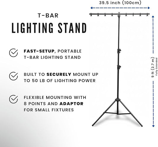 CHAUVET DJ CH06 Lightweight Lighting Stand w/T-Bar (50lb Capacity)