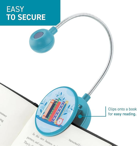 WITHit Clip On Book Light – Dimmable LED Reading Light for Books and eBooks, Reduced Glare, Portable, Cute Book Light for Kids & Adults, Batteries Included (Book Shelf, Page Turners)