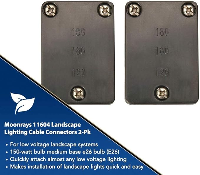Moonrays 11604 Cable Connectors for Low Voltage Landscape Lighting; 2-Connectors ; Black