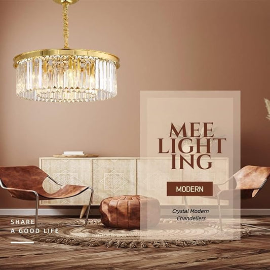 Gold Crystal Chandeliers Modern Contemporary Ceiling Lights Fixtures Pendant Lighting Dining Room Living Room Chandelier D21.6