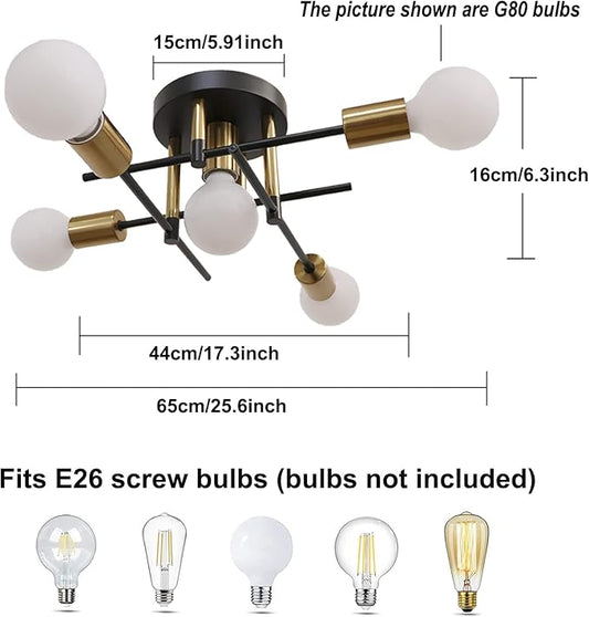 Modern Ceiling Light Fixture, Sputnik Chandelier, Mid Century Vintage Industrial Pendant Lighting for Living Room Bedroom Kitchen Dining Room Farmhouse