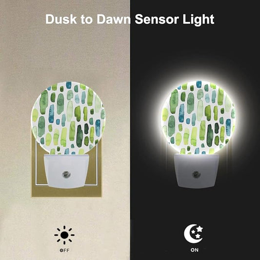 EKOBLA Tropical Cactus Plug-in Night Light, Green Cacti Plant LED Nightlight with Dusk to Dawn Auto Sensor for Bathroom, Hallway & Kitchen