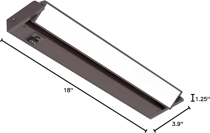 GETINLIGHT 18-inch Swivel LED Under Cabinet Lights, Glass Lens, Selectable White 2700K/4000K/5000K, Dimmable with Wall Dimmers,Bronze Finish, IN-0202-2-BZ