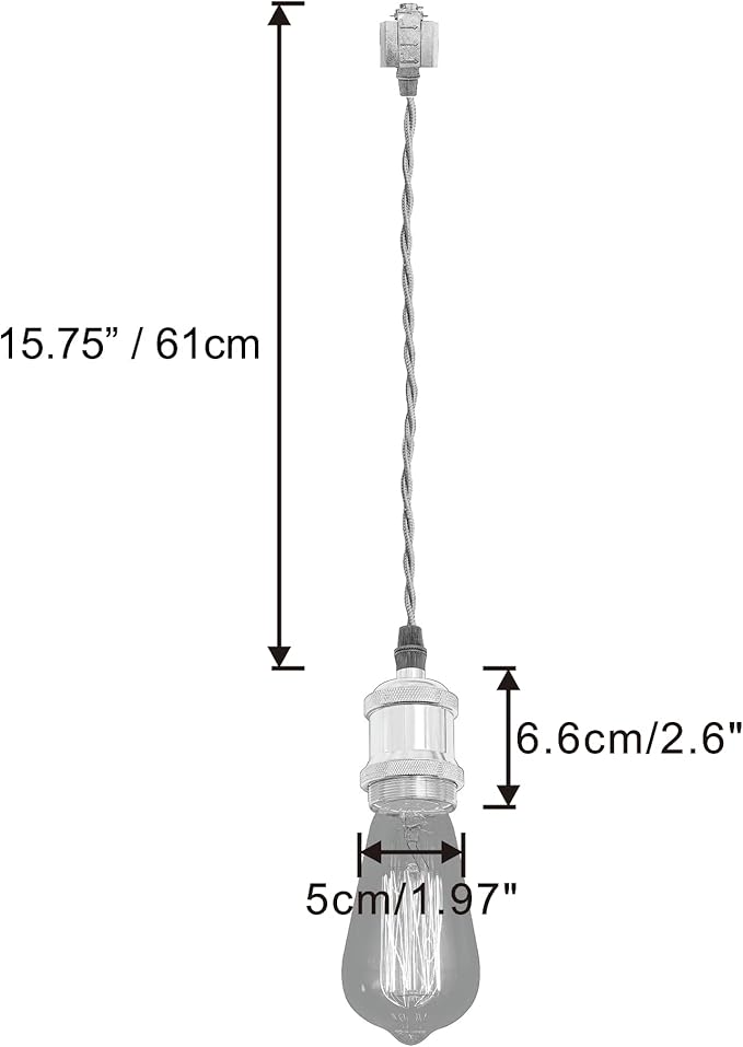Kiven H-Type Track Light Pendants, 24 Inch Cord Length Black Weave Rope, 3 Pack Restaurant Chandelier Decorative Pendant Light Industrial Pendant Lamp,Bulb Not Included(Chrome)