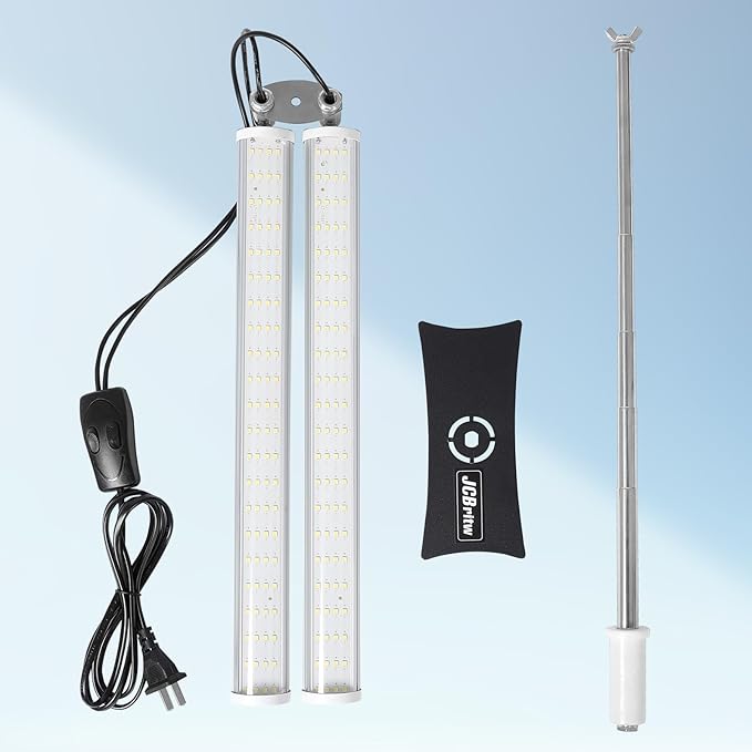 Standing LED Grow Light,Adjustable Dual Head T12 Bar Plant Light, White 6500K Full Spectrum Plant Grow Lamp on Stand for Indoor Plants Seed Starting, Seedlings, Veg, Flower