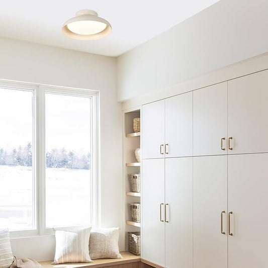 BISAMIYA Modern Dimmable LED Ceiling Light, 15.7 inch Semi Flush Mount Ceiling Light, Adjustable Angle Light Fixture, Brass Accent, for Bedroom, Kitchen, Laundry Room, 3000K/Warm White/22W