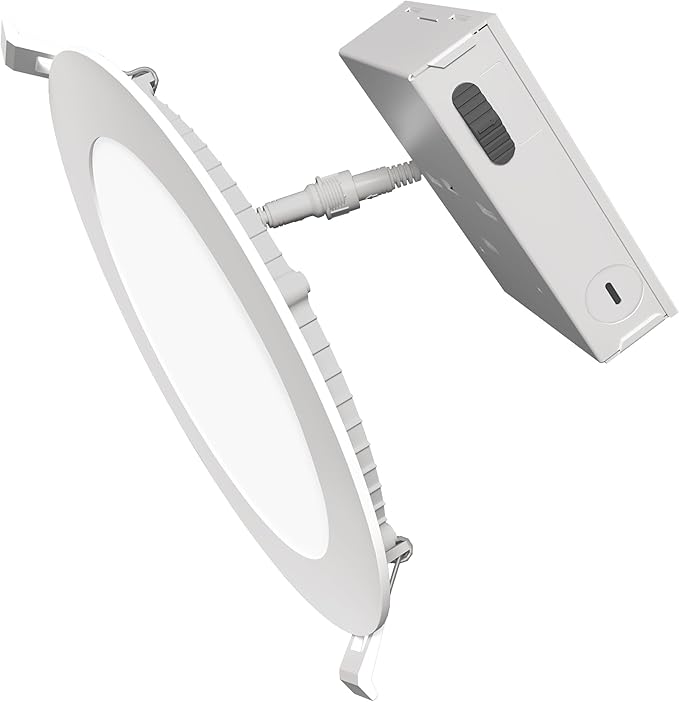 Feit Electric 6" Canless LED Recessed Downlight, 65-Watt Eq., Dimmable, Rechargeable Motion-Activated Night Light, Adjustable White, Low-Profile Design for Indoor/Outdoor Use, LEDR6XT/MOBAT/6WYCA