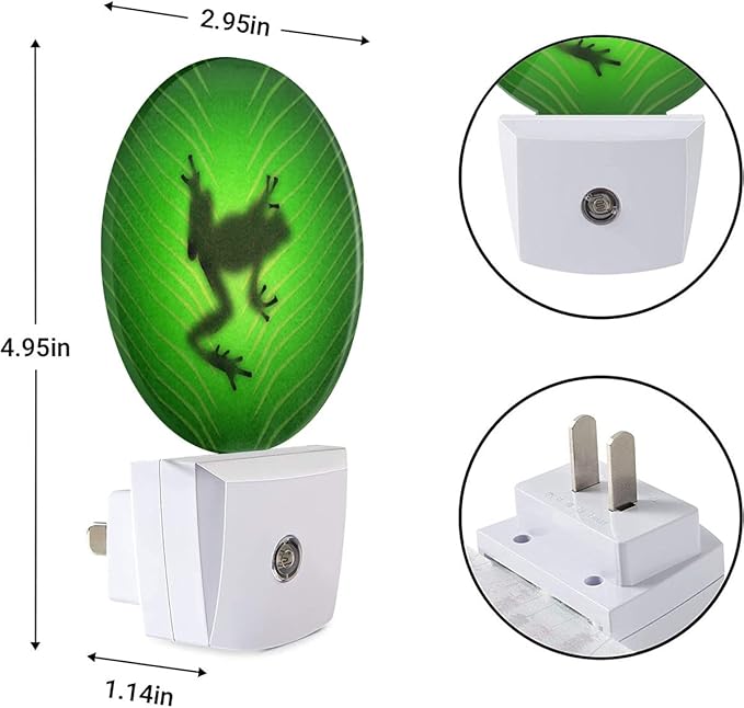 EKOBLA Tree Frog Plug-in Night Light, Green Leaf Vein Frog LED Nightlight with Auto Sensor for Bedroom & Bathroom