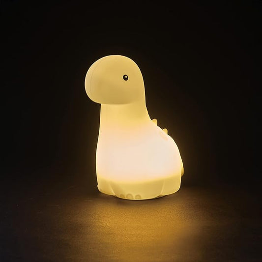 Globe Electric Multicolor LED Silicone Night Light, Brontosaurus Tap Light, Rechargeable, Color Changing, Soft BPA-Free Body, Kids Nursery Décor, 13848
