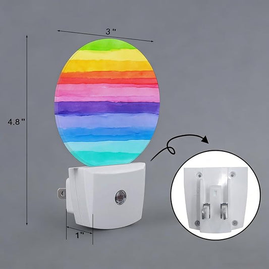 Rainbow Stripes LGBT Night Light Plug-in Sleep Lamp Led Dusk to Dawn Night Light for Bedroom