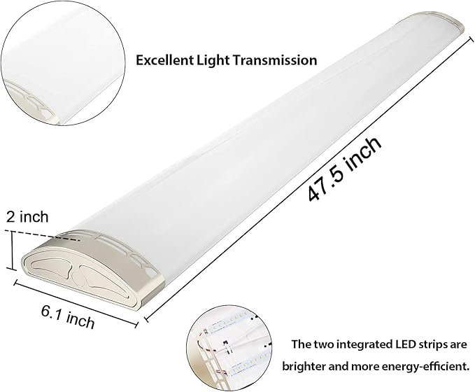 4FT LED Kitchen Puff Ceiling Lights Dimmable, 40W, 4800LM, 4000K,48 Inch LED Linear Fixture 4 Foot Flush Mount Wraparound Shop Light for Office, Garage, Fluorescent Replacement, 4 Pack