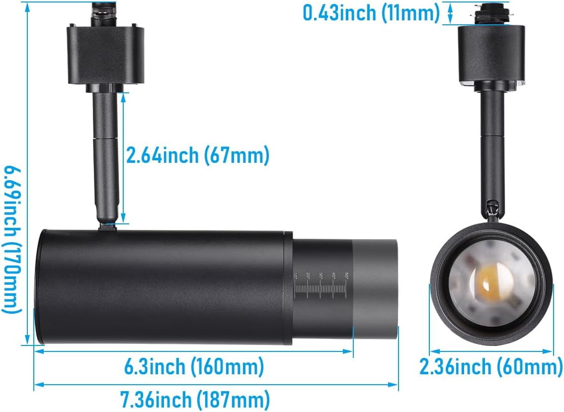 LEONLITE 8-Pack Zoomable LED Track Lighting Heads 5CCT, 12W H Type Track Light Heads, 15°-60° Beam Angle Dimmable Ceiling Track Lighting Fixture, CRI90 Ultra Bright Spotlight Fixture, Matte Black