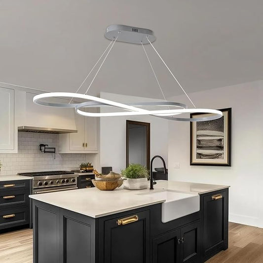 Dimmable Modern LED Chandelier Contemporary Led Pendant Light Fixture Color Temperature 3000K-4000K-5000K Creative Design Kitchen Chandelier Light Fixture Adjustable Hanging Lamp