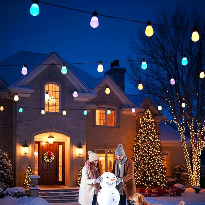Outdoor String Lights S14, Smart Patio Lights with 15 Shatterproof LED Bulbs, APP & Remote Control, 213 Scene Modes, IP67 Waterproof for Garden, Wedding, Party, Camping