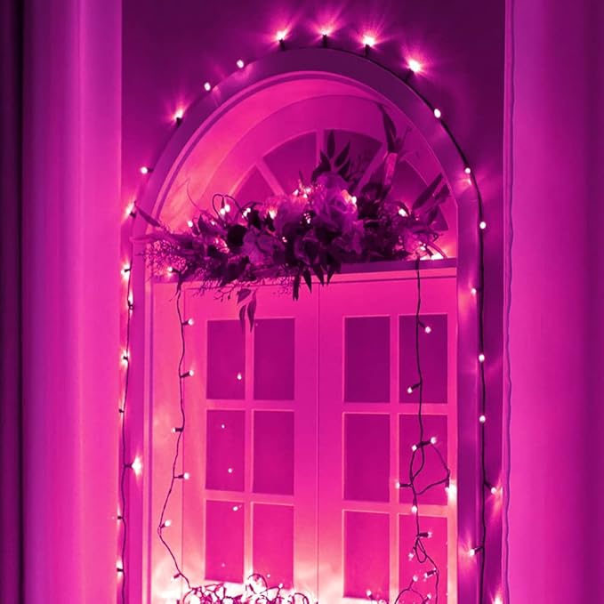 Pooqla Pink String Lights, 200 LED 66 ft Pink Lights Valentines Day Decorations, 8 Modes Pink Fairy Light Plug in for Home Yard Patio Wedding Party Christmas Mother's Day Decoration
