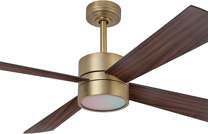 52" Outdoor Ceiling Fan with Lights and Remote – Luxury Gold Finish, Waterproof DC Motor, Reversible, Dimmable LED, Smart APP Control for Patios, Gazebo, and Indoor Spaces