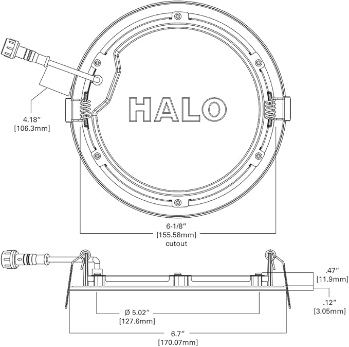 HALO HLB Recessed Lighting 6 Inch LED Thin Canless, Dimmable w/Selectable Color Temperatures with 2 Trims -HLB6099FS1EMWR-2TR