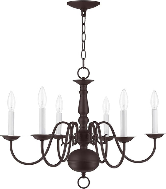Livex Lighting 5006-07 Williamsburgh 6-Light Chandelier, Bronze,18Hx24W