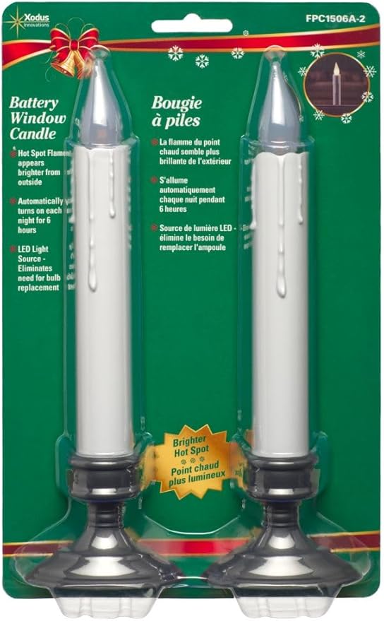 Xodus Innovations FPC1506A-2 8 Inch Battery Operated Hot Spot Window Candle with Scultured Drip Candle, 6 hr Repeating Timer, Aged Bronze Plastic Base, White LED Flame