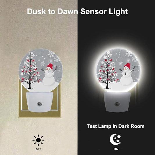 Snowman Ball Night Light Red Xmas Ball Christmas Night Lights Plug into Wall for Boys Girls, Plug-in Nightlight 0.5W LED Lighting for Stairway Hallway Bedroom