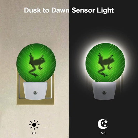 EKOBLA Tree Frog Plug-in Night Light, Green Leaf Vein Frog LED Nightlight with Auto Sensor for Bedroom & Bathroom