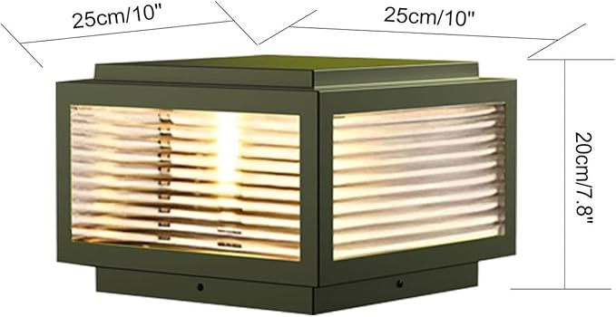 Outdoor Post Light 10X10 in, Column Light,Wired Lantern Column Lamp 110-240V(12-36V Replace Bulb),Garden Light,IP54 Waterproof, Base E26,LED Post lamp,Fence Post caps
