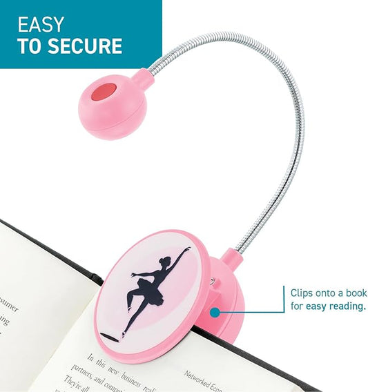 WITHit Clip On Book Light – Dimmable LED Reading Light for Books and eBooks, Reduced Glare, Portable, Cute Bookmark Light for Kids & Adults, Batteries Included (Dancer, in The Zone)