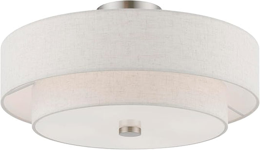 Livex Lighting Meridian 4 Light Semi-Flush in Brushed Nickel (51085-91)