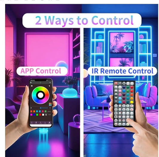 NBBUFF Led Lights for Bedroom Smart App Controlled 300FT(3 Rolls) RGB Strip Lights for Bedroom, Sync with Music, Ideal for Home Party and Room Decoration
