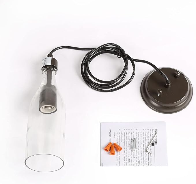 LNC Glass Pendent Lighting for Kitchen Island, Modern Farmhouse Glass Hanging Fixtures for Dining Room, 5” x 5” x 11.2”, 1-Light