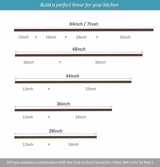 Leetdud Under Cabinet Lighting Plug in, 24 Inch 1 Pc, Linkable AC120V 3CCT 3000K/4000K/5000K Ultra Slim, LED Under Cabinet Lights for Counter Light, Kitchen, Shelf, Sink, Workshop, Desk, Bronze