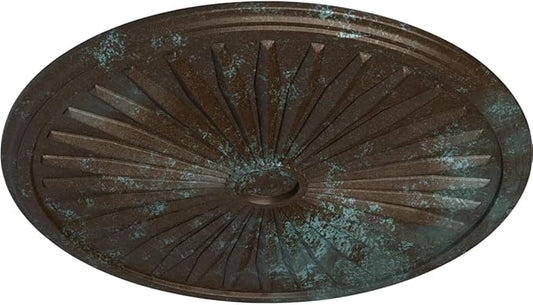 33 1/8"OD x 3 1/2"ID x 1 3/8"P Leandros Ceiling Medallion (Fits Canopies up to 5"), Hand-Painted Bronze Blue Patina