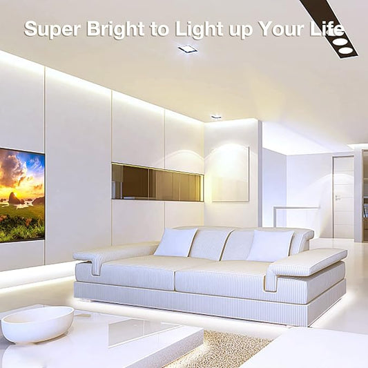 DAYBETTER COB LED Strip, 16.4 ft White LED Strip Lights, Dimmable LED Light Strip 4000K Bright Neutral White, 24V, 1600LEDs, 2835 Flexible LED Tape Light for TV, Bedroom, Kitchen Cabinet, Closet
